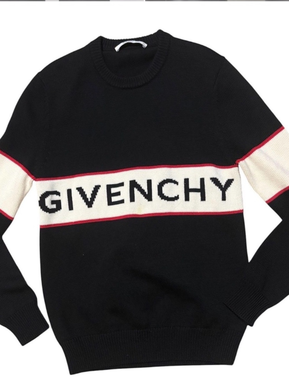 Givenchy Black, Cream & Red Logo Crewneck Sweater